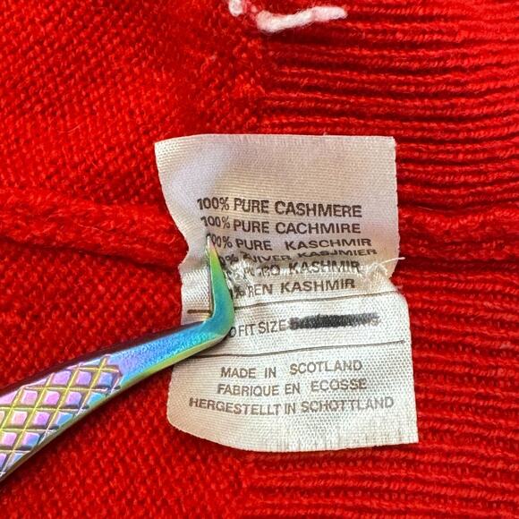Vintage Lyle & Scott Mens XL Red Gray Argyle Cashmere Sweater Scotland 90s READ - Picture 4 of 11